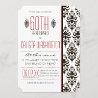 Burnt Vintage Damask 60th Birthday Party