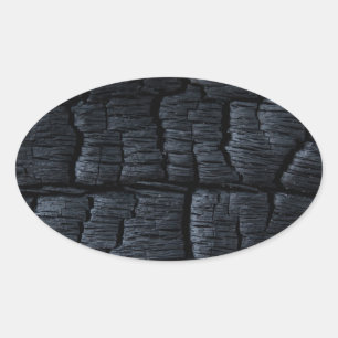 Burnt Wood Charcoal Oval Sticker
