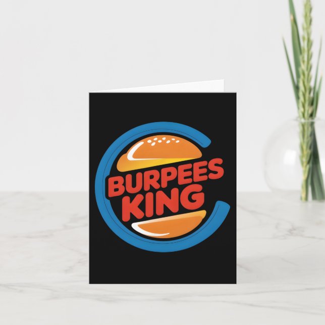 Burpees King Cardio Gym Bodybuilding Burger Lover  Card (Front)