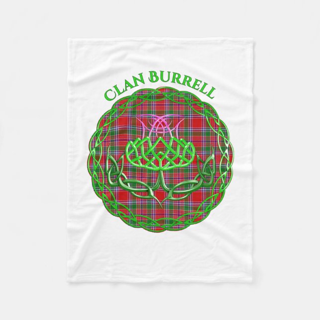 Burrell Scottish Tartan Celtic Thistle Fleece Blanket (Front)