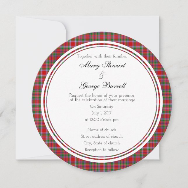 Burrell Scottish Wedding Round Invitation (Front)