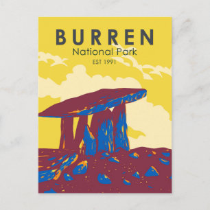 Burren National Park Ireland Travel Art Vintage Postcard