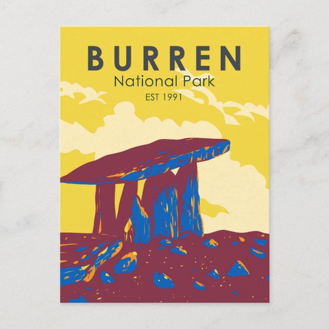 Burren National Park Ireland Travel Art Vintage Postcard (Front)