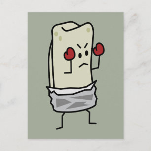 Burrito Boxer Fighter with Red Boxing Gloves Postcard