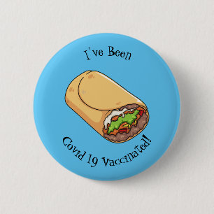Burrito cartoon illustration 6 cm round badge