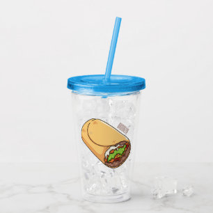Burrito cartoon illustration  acrylic tumbler