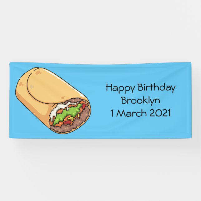 Burrito cartoon illustration banner (Horizontal)