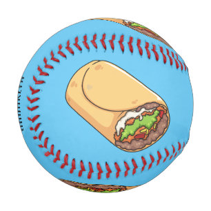 Burrito cartoon illustration baseball
