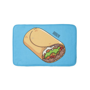 Burrito cartoon illustration bath mat