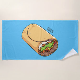 Burrito cartoon illustration beach towel