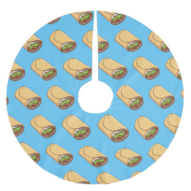 Burrito cartoon illustration  brushed polyester tree skirt (Front)