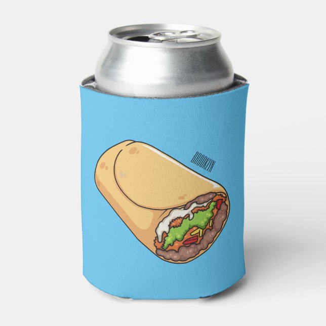 Burrito cartoon illustration  can cooler (Can Front)
