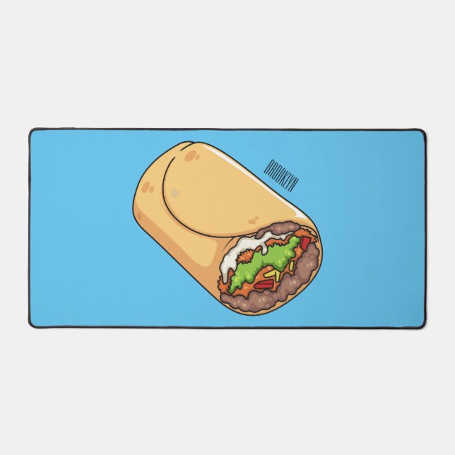 Burrito cartoon illustration desk mat (Front)