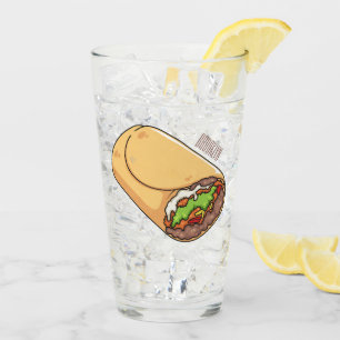 Burrito cartoon illustration glass