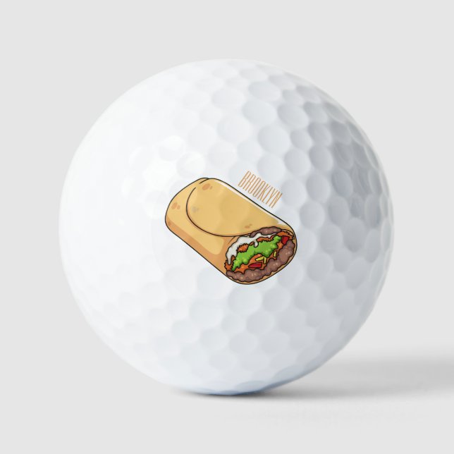 Burrito cartoon illustration  golf balls (Front)