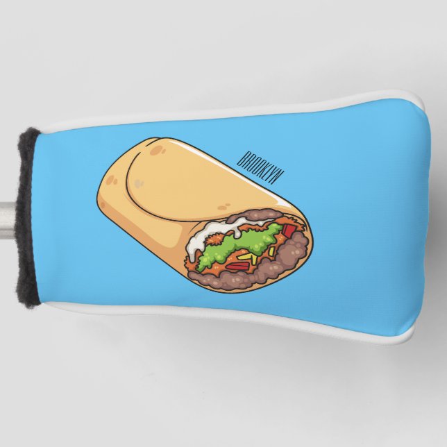 Burrito cartoon illustration golf head cover (Front)