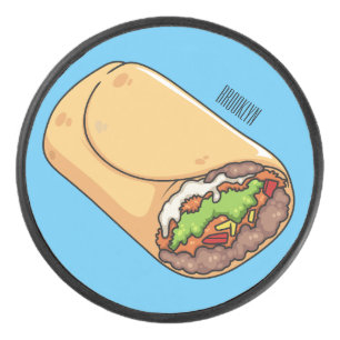 Burrito cartoon illustration hockey puck
