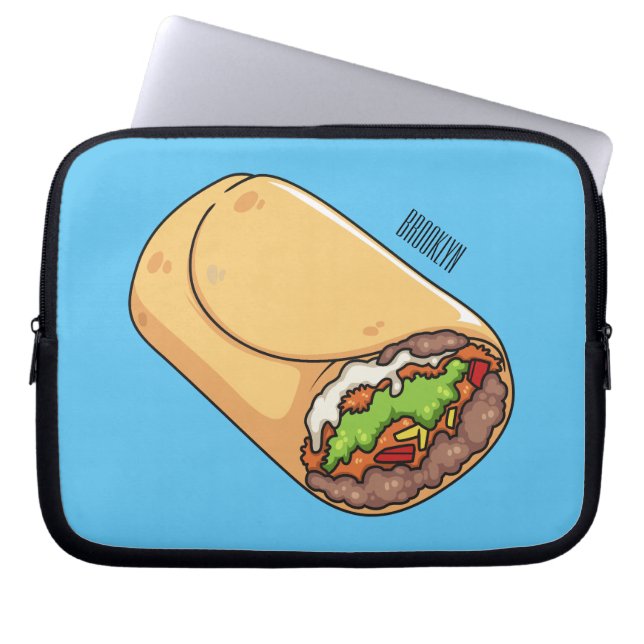 Burrito cartoon illustration  laptop sleeve (Front)