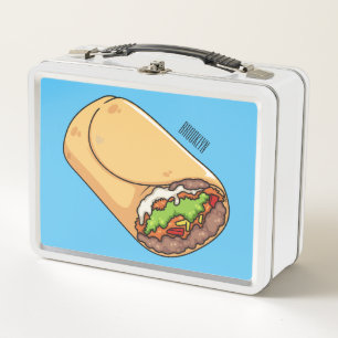 Burrito cartoon illustration metal lunch box
