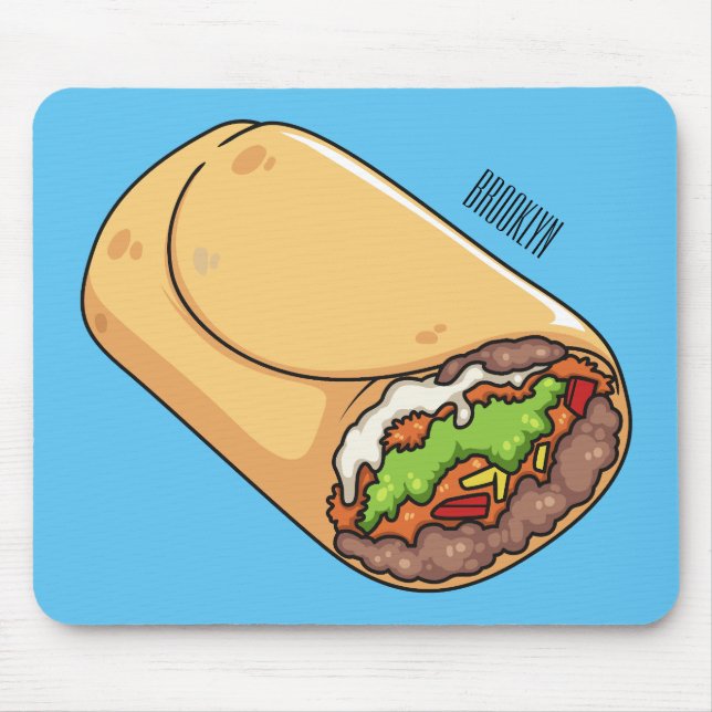 Burrito cartoon illustration  mouse mat (Front)
