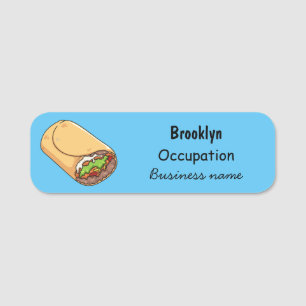 Burrito cartoon illustration name tag
