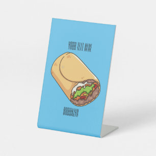 Burrito cartoon illustration pedestal sign