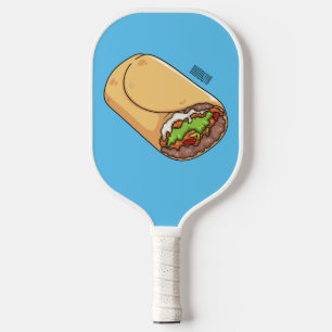 Burrito cartoon illustration pickleball paddle