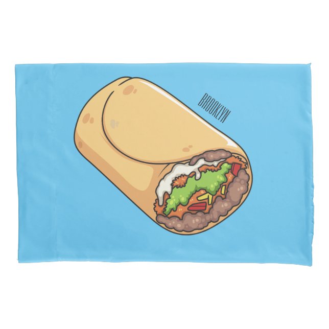 Burrito cartoon illustration  pillowcase (Front)