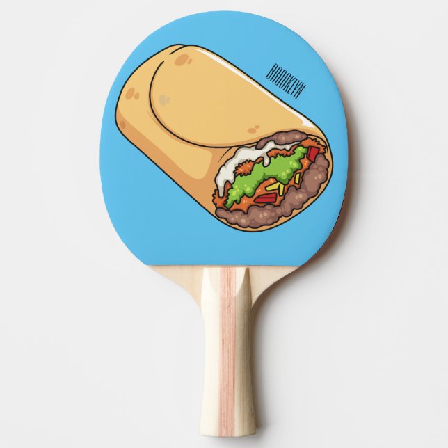 Burrito cartoon illustration ping pong paddle (Front)