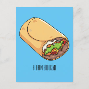 Burrito cartoon illustration  postcard