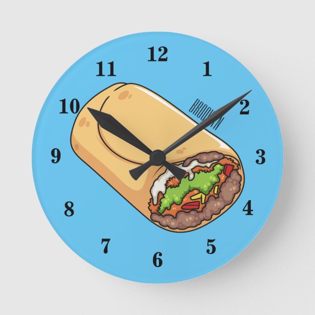 Burrito cartoon illustration round clock (Front)