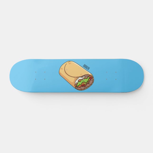 Burrito cartoon illustration skateboard (Horz)