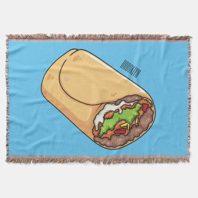 Burrito cartoon illustration  throw blanket (Front)