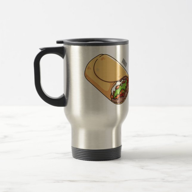 Burrito cartoon illustration  travel mug (Left)