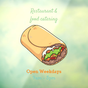 Burrito cartoon illustration window cling
