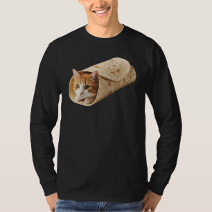 Burrito Cat Funny Wrapped Cat Meme Design T-Shirt