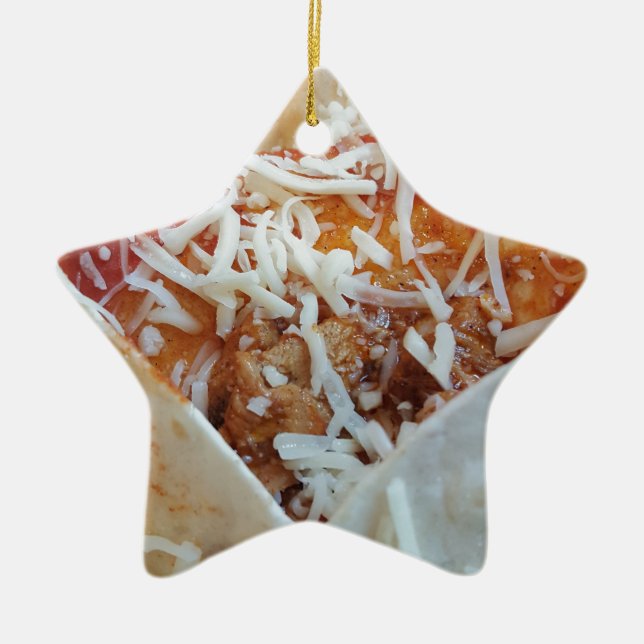 Burrito Cheese Funny Food Background Ceramic Tree Decoration (Front)