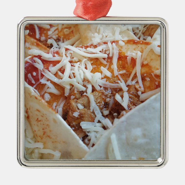 Burrito Cheese Funny Food Background Metal Tree Decoration (Front)