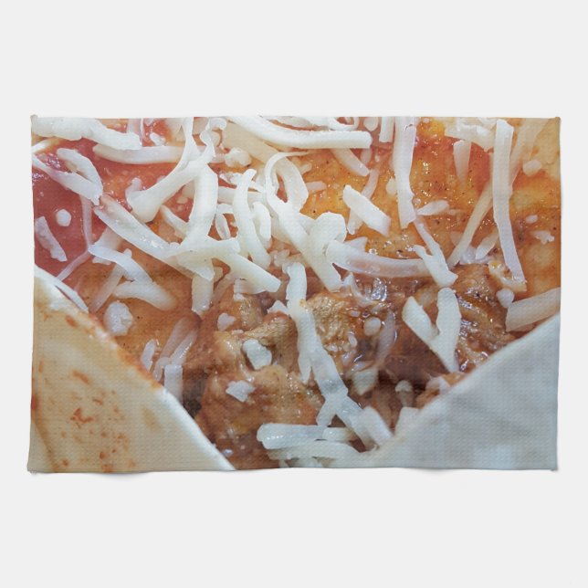 Burrito Cheese Funny Food Background Tea Towel (Horizontal)