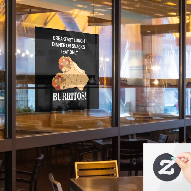 Burritos I Eat Only Burrito Restaurant  Window Cling (Restaurant Window)