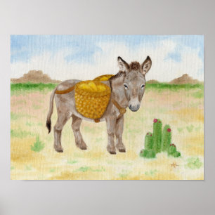 Burro with Basket art print