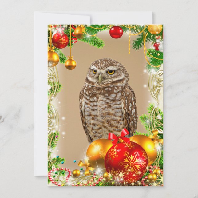 Burrowing Owl Christmas Card (Front)