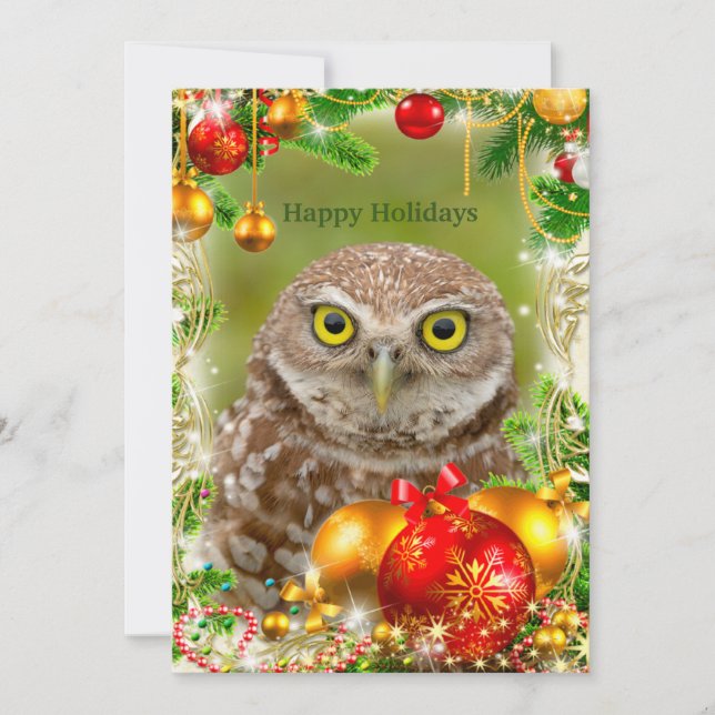 Burrowing Owl Christmas Card (Front)