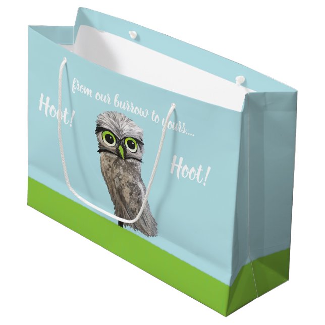 Burrowing Owl Painting Large Gift Bag (Front Angled)