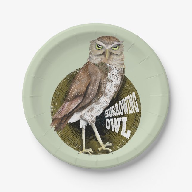 Burrowing owl paper plate (Front)