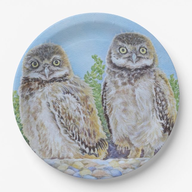 Burrowing Owlets Paper Plate (Front)