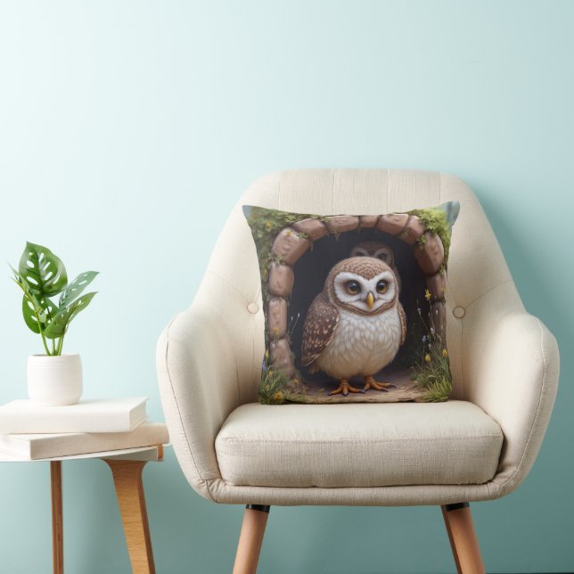 Burrowing Owls In a Stone Cave Cushion (Chair)