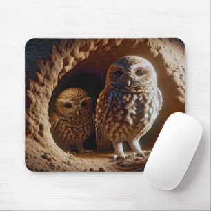 Burrowing Owls In Sand Burrow Mouse Mat