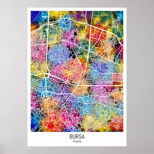 Bursa Türkiye City Map Poster (Front)