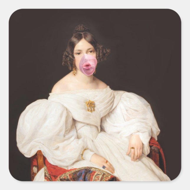 Burst Bubble Gum Diva Square Sticker (Front)